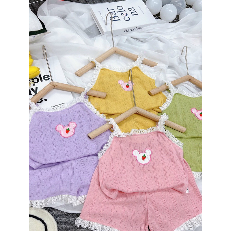 Bộ thun ren micky cho bé gái