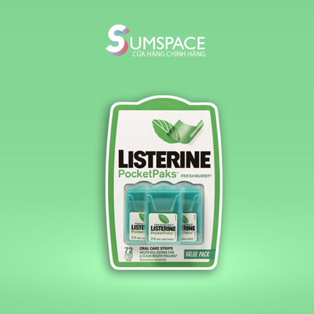 Miếng Ngậm thơm Miệng diệt khuẩn LISTERINE PocketPaks - Vỉ 3 hộp - 24 lá/hộp