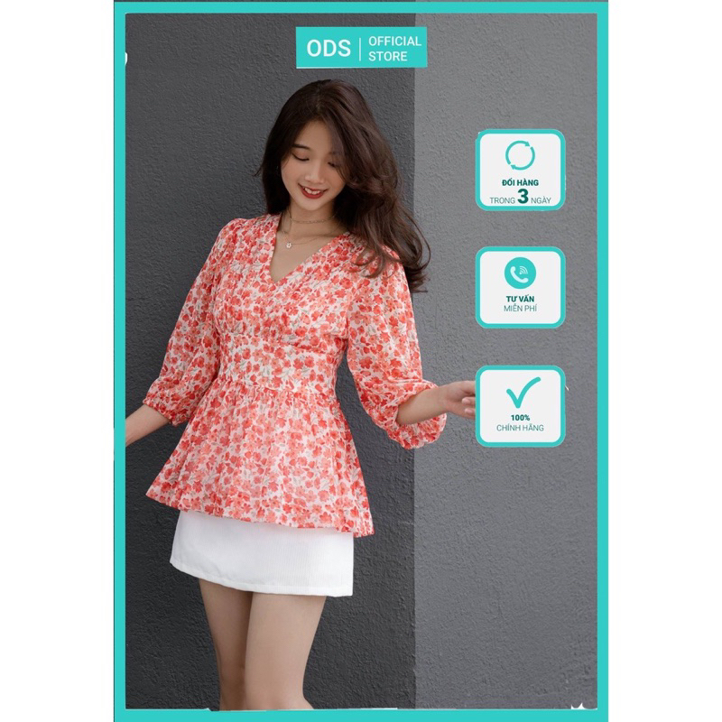 Đầm ODS babydoll đỏ hoa new tag thanh lý giá 1 nữa mới 100%