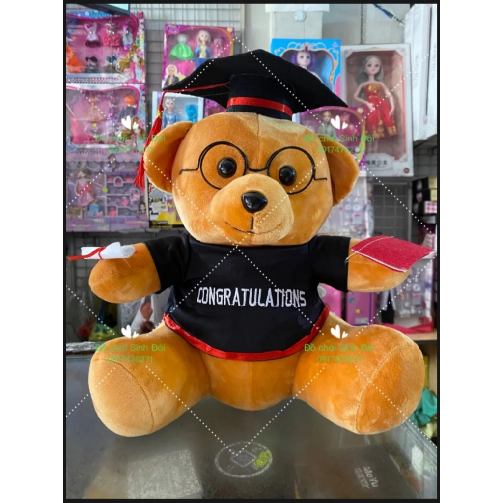 Thú bông gấu teddy tốt nghiệp đeo kính