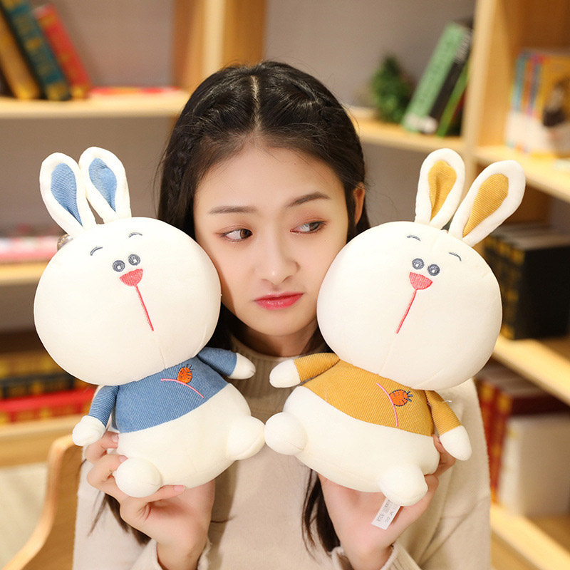Đồ chơi thú nhồi bông Thỏ bông mặt tròn mặc áo siêu cute cho bé