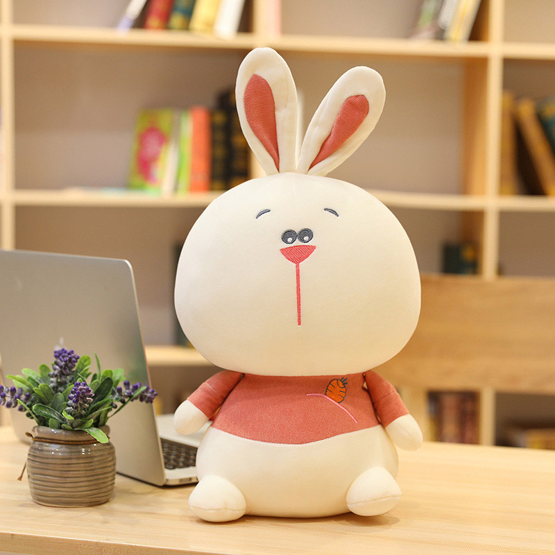 Đồ chơi thú nhồi bông Thỏ bông mặt tròn mặc áo siêu cute cho bé