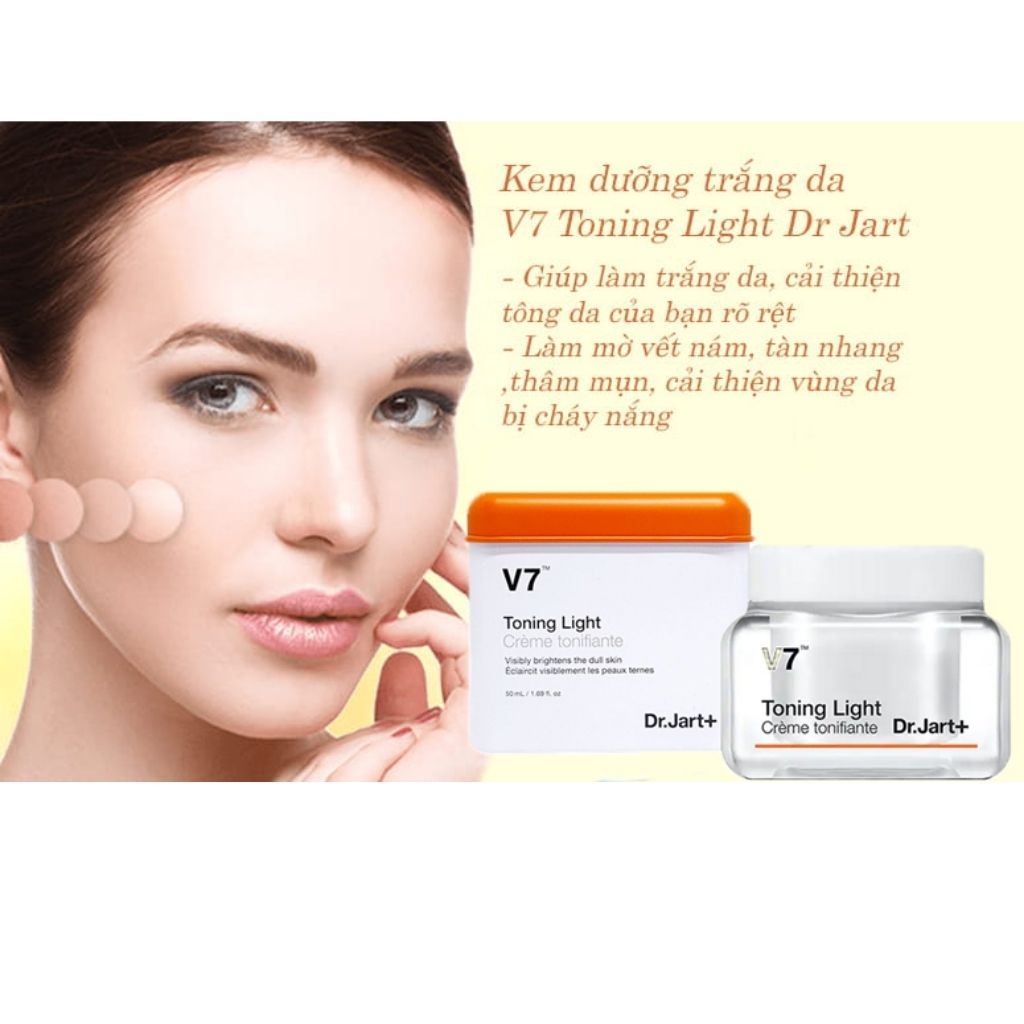 Kem Dưỡng Trắng Tái Tạo Da V7 Toning Light Dr.Jart+ Hàn Quốc Chính Hãng trắng da bật tone tức thì 50ml-15ml