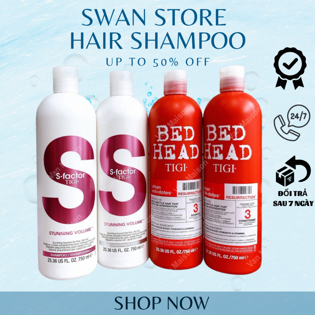 Cặp Gội xả tigi TRẮNG/ĐỎ Chống rụng tóc 750ml SWAN STORE