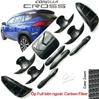 Ốp tay nắm cửa chén cửa Toyota Corolla Cross 2020 2021 2022 2023 2024 2025 full xe Carbon Phụ kiện dán Hõm Gương Xăng