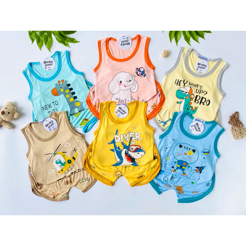 Bộ thun lạnh ba lỗ cho bé trai và bé gái size 7-17kg chất thun lạnh