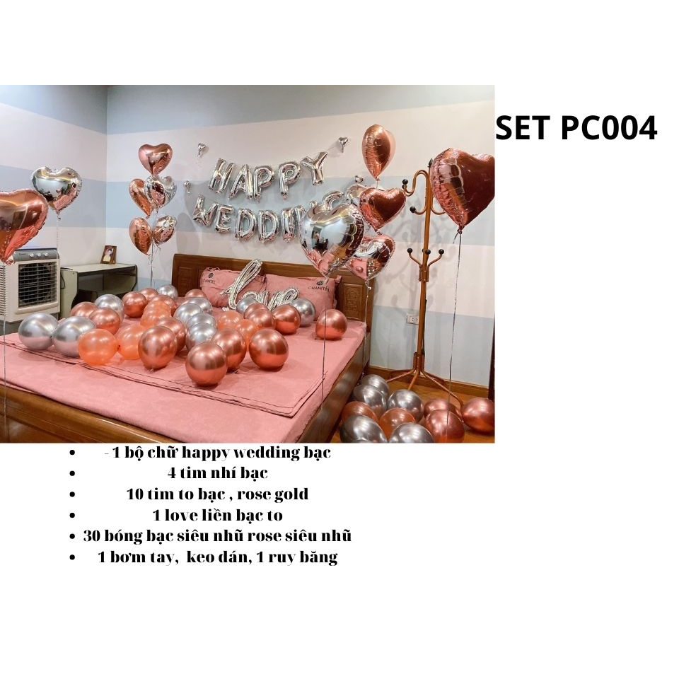 Sét bóng trang trí phòng cưới Love liền tặng kèm phụ kiện PC004