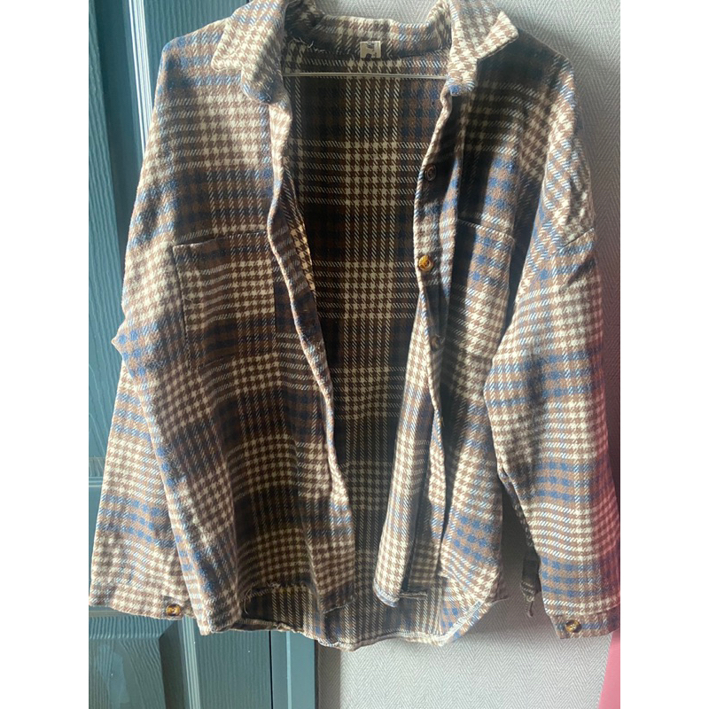 Áo sơ mi caro dáng dài