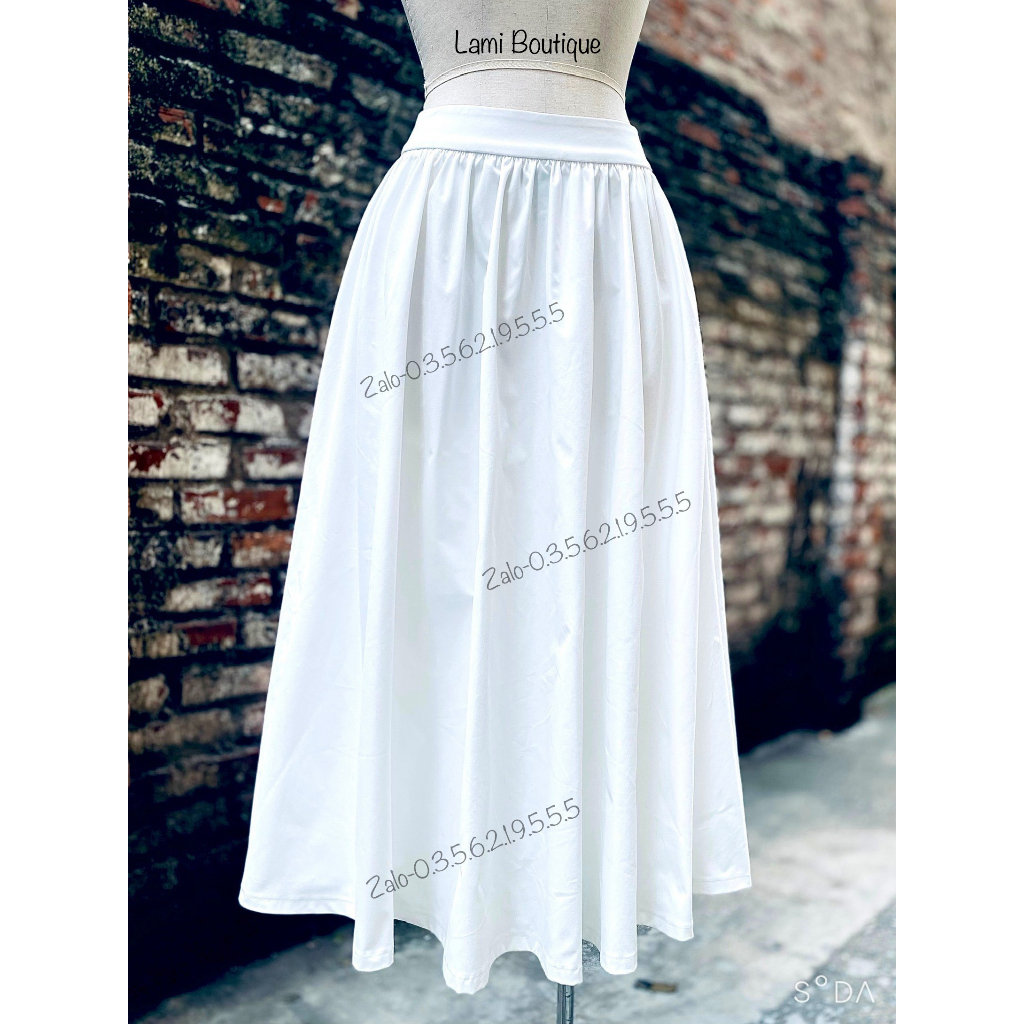 Set áo corset denim và chân váy kaki thô mềm, dáng dài 95cm