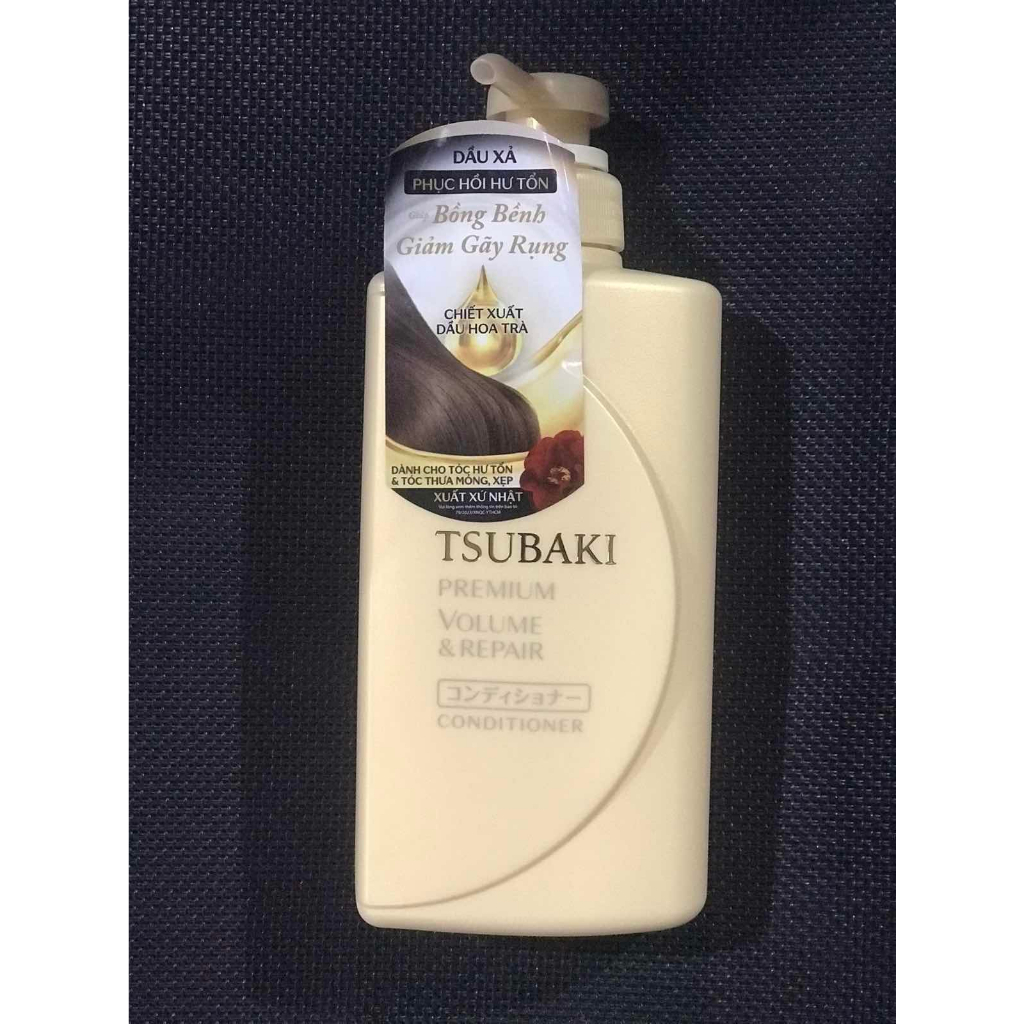 [HB Gift] Dầu xả Phục hồi ngăn rụng tóc Premium Repair Tsubaki 490ml/chai