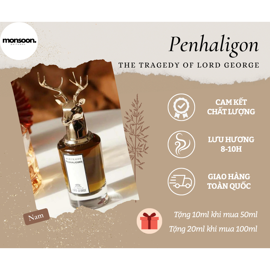 Nước hoa nam Penhaligon The Tragegy of Lord George EDP cao cấp Monsoon thơm lâu mùi rượu sang trọng lịch lãm