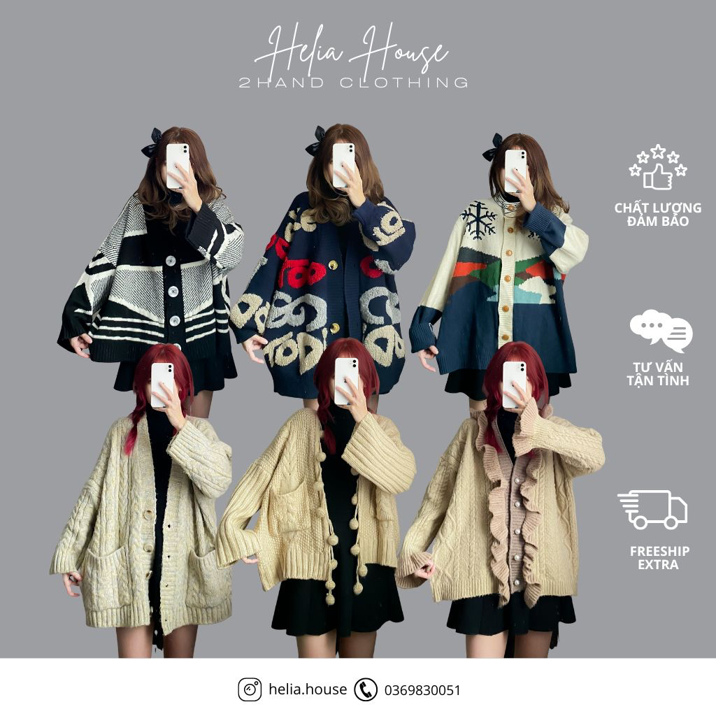 P2 - Áo khoác len cardigan 2hand si tuyển hàn nhật - Helia House