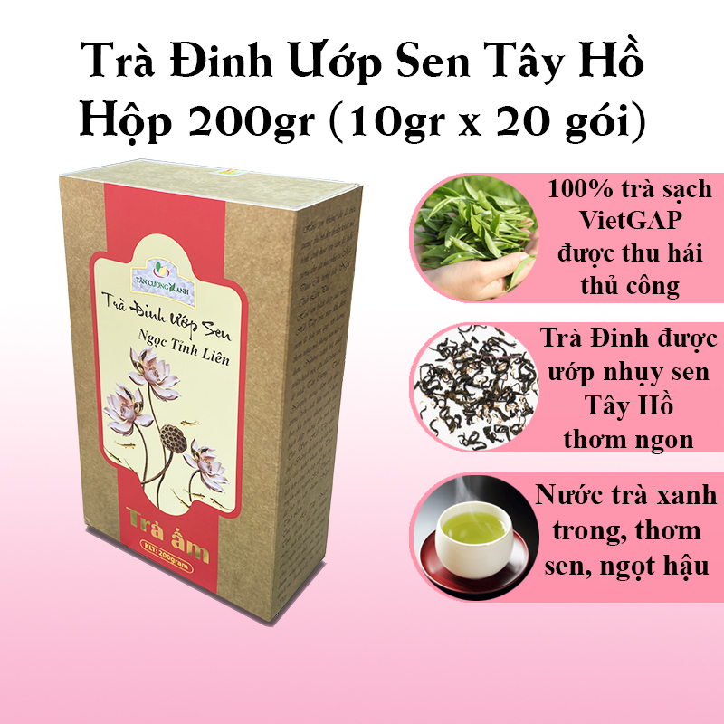 Trà Đinh Ướp Sen Tây Hồ 200gr - Chè Đinh Tân Cương Ướp Sen Chính Hãng