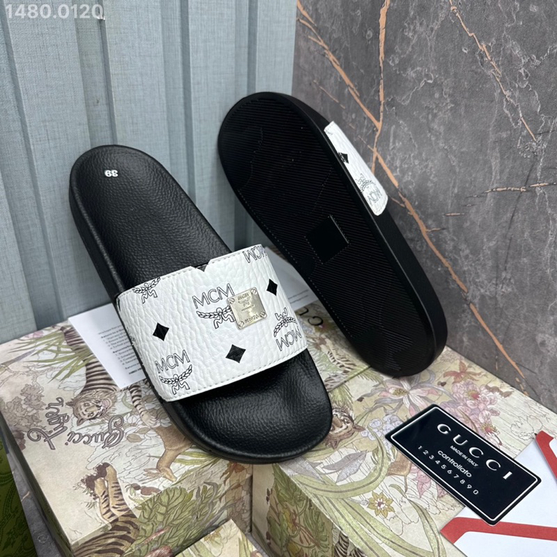 Dép lê nam MCM 6 bản màu mới nhất 2023, quai da đế cao su- kèm video cận cảnh