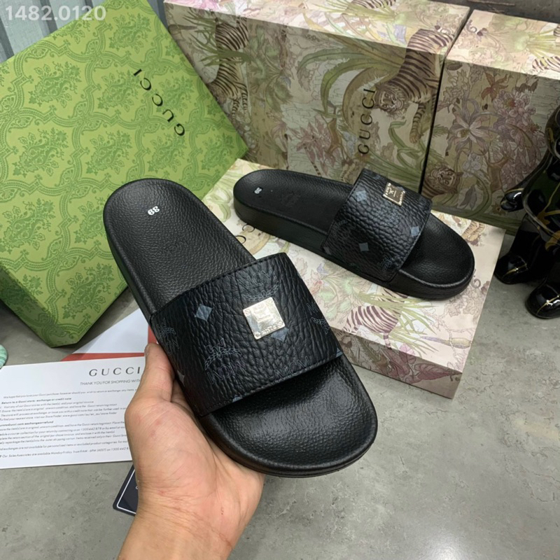 Dép lê nam MCM 6 bản màu mới nhất 2023, quai da đế cao su- kèm video cận cảnh