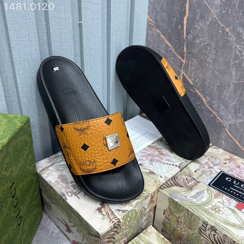 Dép lê nam MCM 6 bản màu mới nhất 2023, quai da đế cao su- kèm video cận cảnh