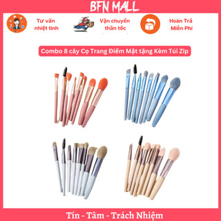 Combo 8 cây cọ trang điểm mặt tặng kèm túi zip