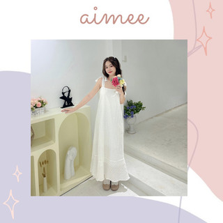 DOTTI DRESS - Đầm dài caro cột vai - AIMEE