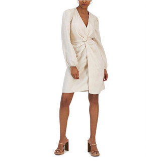 Đầm xoắn eo I-N-C (vải Linen + kim tuyến) size XS