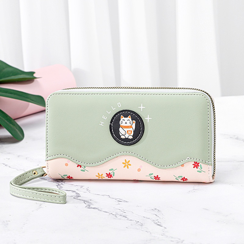 Ví dài cầm tay hình mèo da PU Fashion da mềm giá rẻ