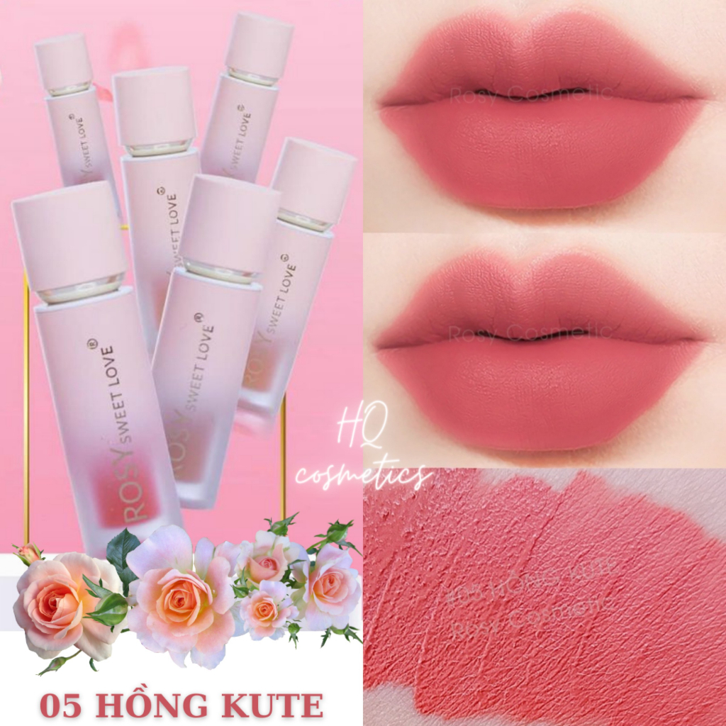 Son Kem ROSY SWEETLOVE, hàng chính hãng, mềm môi, lâu trôi, không chì [MÀU HỒNG KUTE]