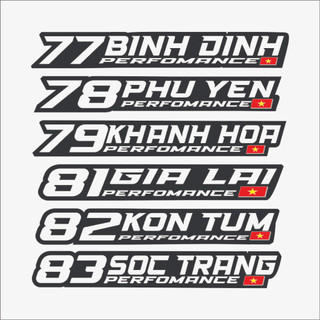 Tem Performance 63 tỉnh thành. Tem dán xe 63 tỉnh.