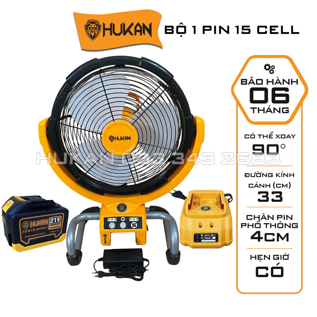 Quạt pin HUKAN CRF3500M, Tiện lợi khi mất điện hoặc mang đi du lịch có thể chạy điện trực tiếp