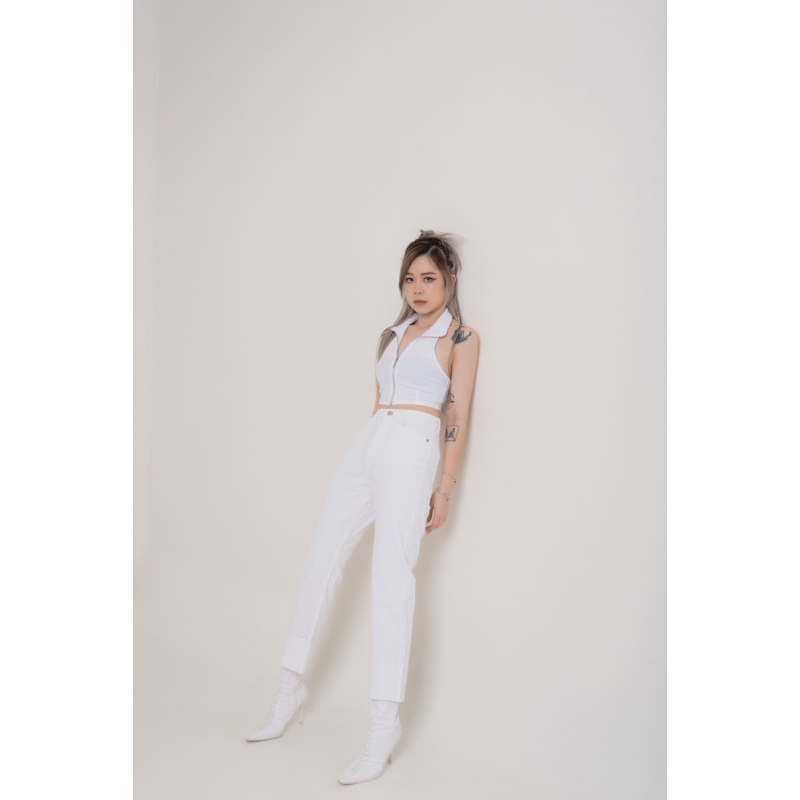 CR0801 Crop dây kéo hở lưng