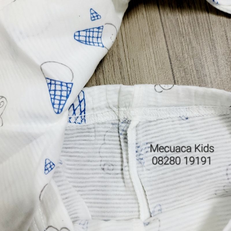 Bộ dài tay cotton giấy kem nằm điều hòa xuất Hàn dư xịn cho bé trai bé gái