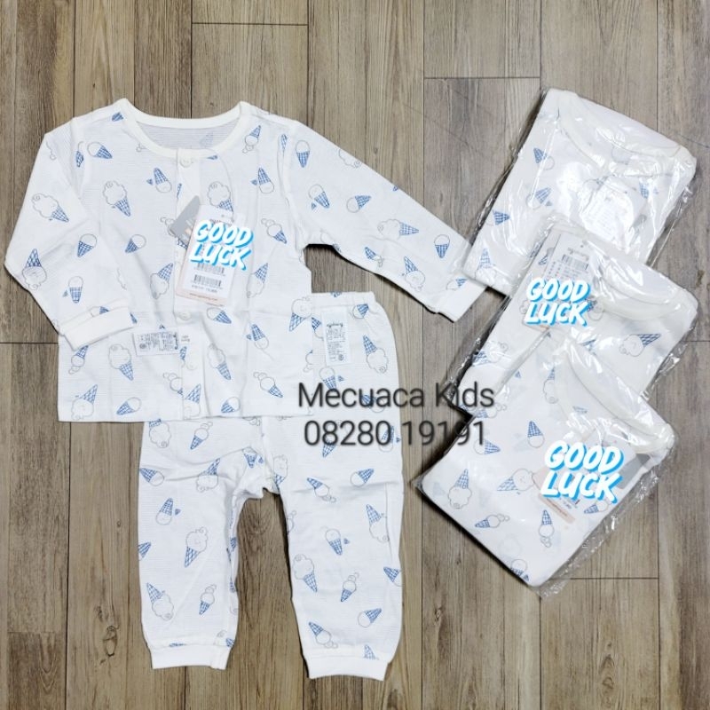 Bộ dài tay cotton giấy kem nằm điều hòa xuất Hàn dư xịn cho bé trai bé gái