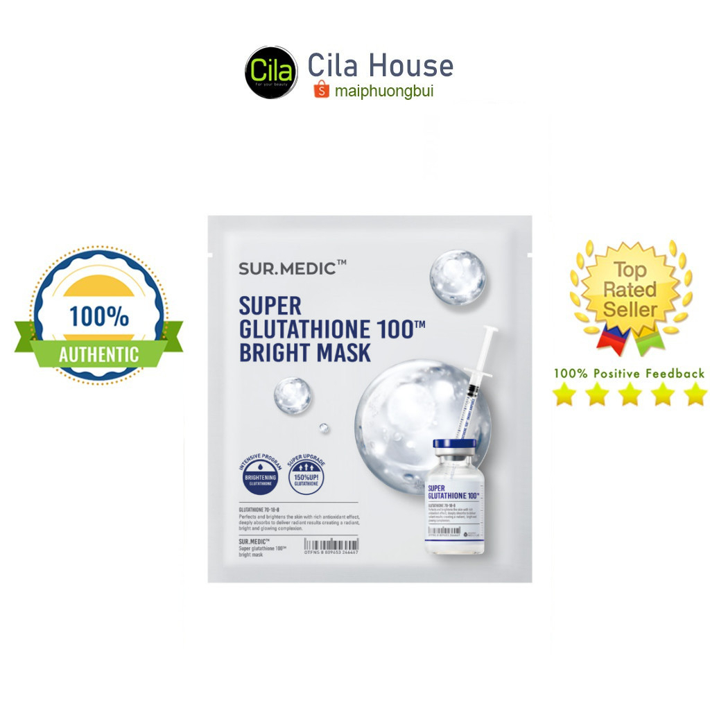 Mặt Nạ Dưỡng Trắng Da Chuyên Sâu Sur.Medic Bright Glutathione Mask 30g - Cila House