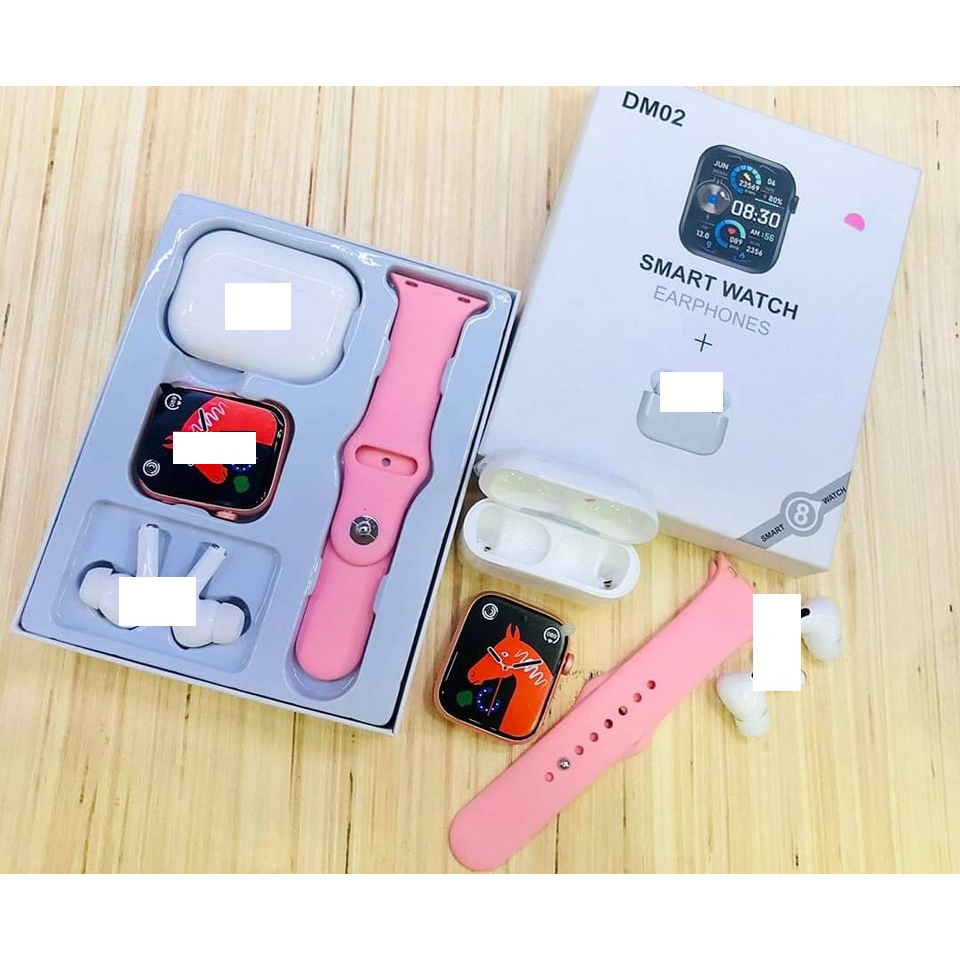 Combo Đồng hô thông minh chống nước + tai nghe DM02. Kết nối bluetooth, Nghe Gọi Kết Nối Điện Thoại Nhận Thông Báo