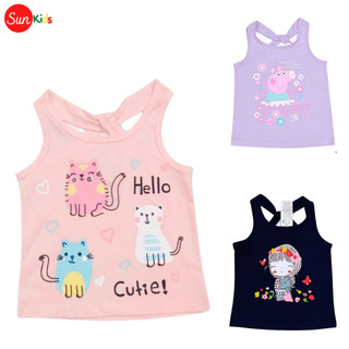Áo thun bé gái, áo phông bé gái dáng ba lỗ, chất cotton, nhiều màu, size 1-5 - SUNKIDS
