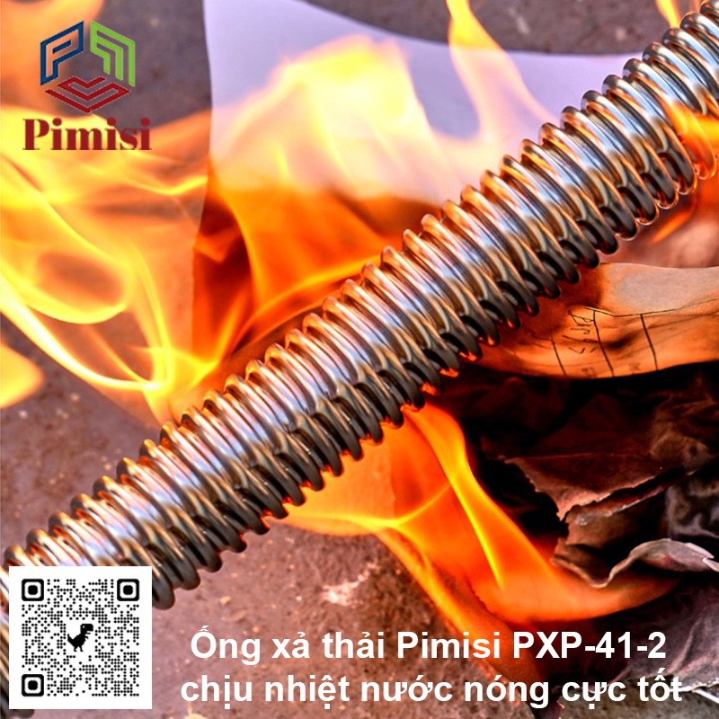 Xi Phông Chậu Rửa Bát Đôi Inox 304 Pimisi PXP-41-2 Cao Cấp Kiểu Chun Uốn - Bẻ Cong, cho Bồn Rửa Chén 2 Hố | Chính Hãng