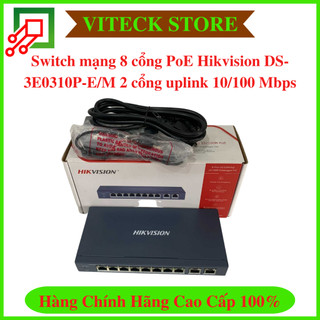 Switch POE 8 Port Hikvision DS-3E0310P-E/M 2 cổng uplink 10/100/1000Mbps Chính hãng