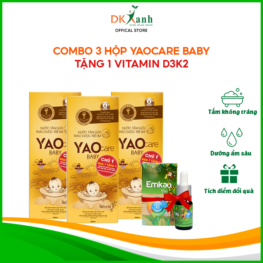 Combo 3 nước tắm bé Yaocare baby ĐÃ TÍCH ĐIỂM SẴN tặng 1 Emkao plus