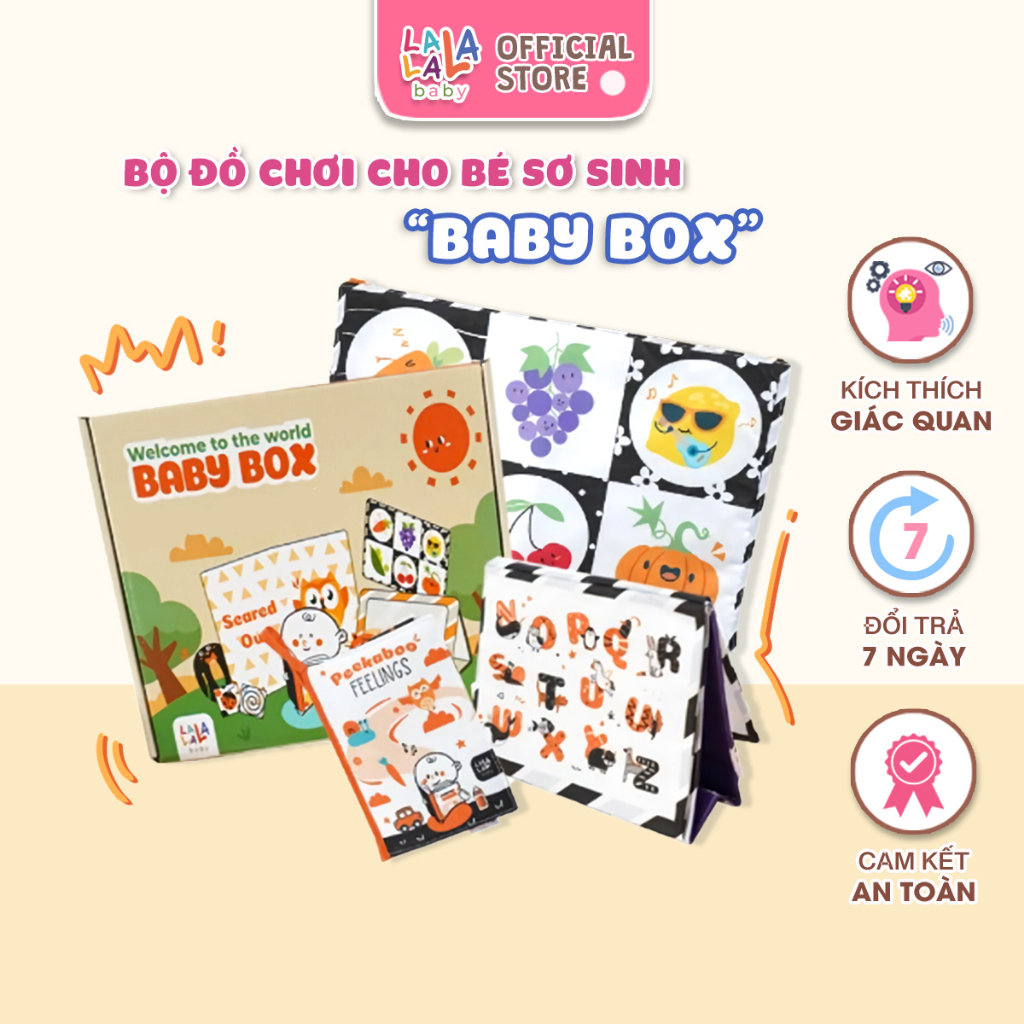 Bộ đồ chơi cho bé sơ sinh BABY BOX Lalala baby gôm 3 sản phẩm, phù hợp làm Quà tặng chẵn tháng