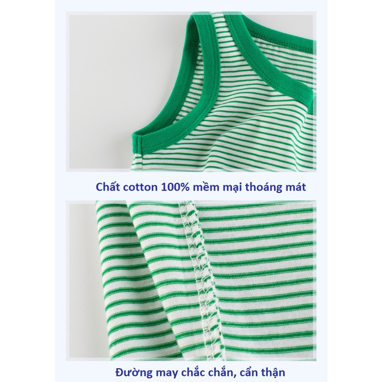 Áo ba lỗ bé trai gái SKIDS kẻ sọc thời trang trẻ em sát nách mùa hè 2 đến 8 tuổi