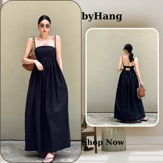 Đầm maxi 2 dây, phần lưng bo thun