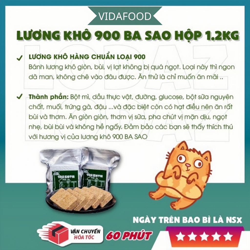 Hộp 4kg Lương Khô Sắt 900 - Lương khô quân đội Trung Quốc 20 cái x 200g