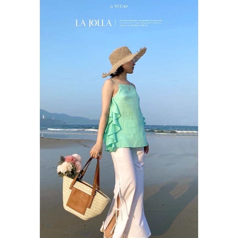 Áo 2 dây LINEN thiết kế bèo 2 bên thân áo - LA JOLLA TOP