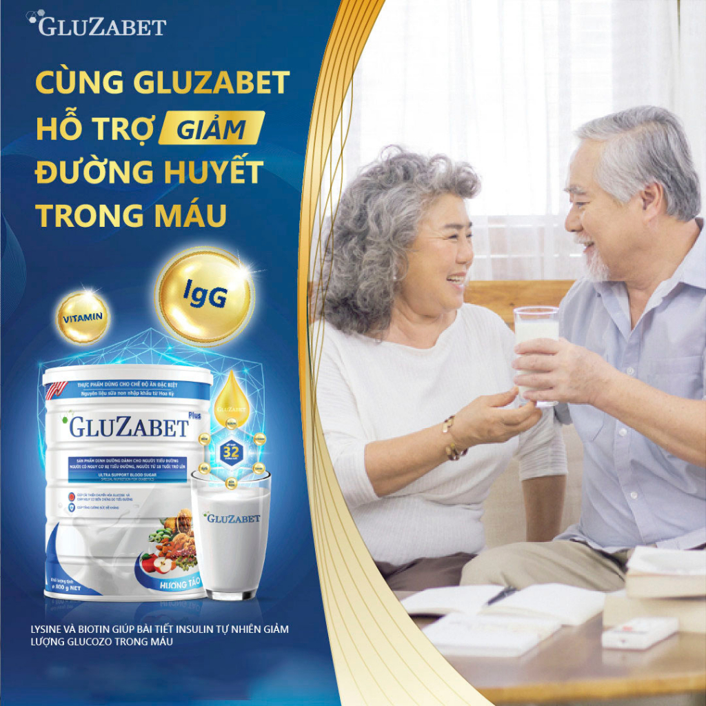 Thùng 6 Hộp Sữa Gluzabet 800G - Giúp Ổn Định Đường Huyết, Tăng Đề Kháng, Ngăn Ngừa Biến Chứng Tiểu Đường