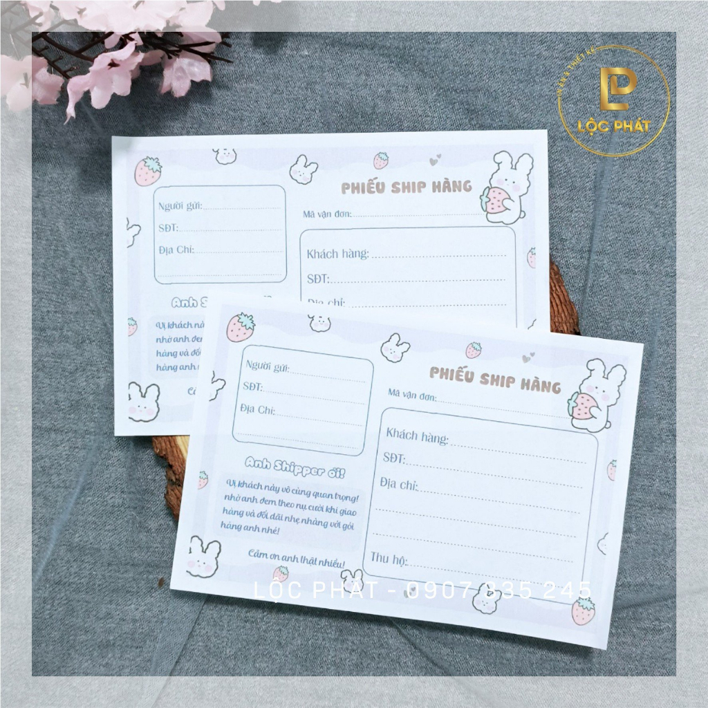 Khuyến mãi: 50 tờ Phiếu ship hàng nhiều mẫu siêu xinh ngang 11 cao 16 cm 7.000đ