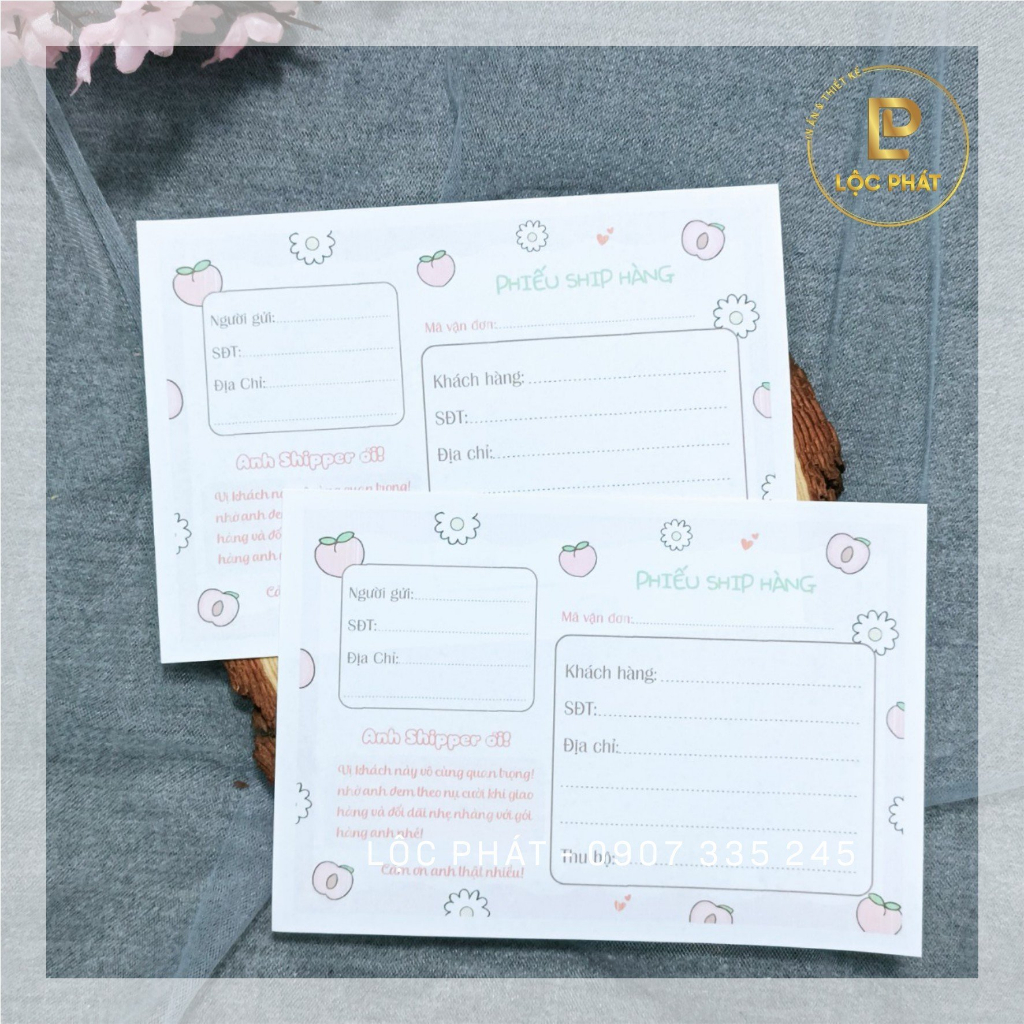 Khuyến mãi: 50 tờ Phiếu ship hàng nhiều mẫu siêu xinh ngang 11 cao 16 cm 7.000đ