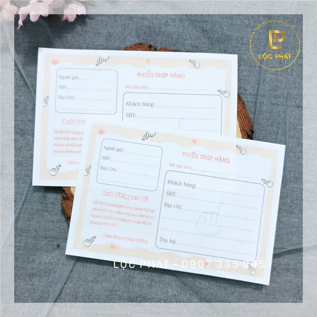 Khuyến mãi: 50 tờ Phiếu ship hàng nhiều mẫu siêu xinh ngang 11 cao 16 cm 7.000đ