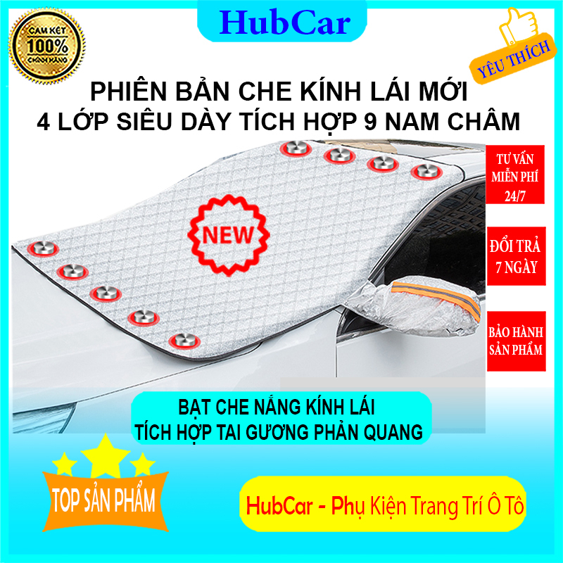 Bạt Chống Nóng Kính Lái 4 Lớp Tráng Bạc Cao Cấp Tấm Che Nắng Kính Lái Loại Mới Có Tới 9 Nam Châm Hút Chống Rơi Hàng Loại