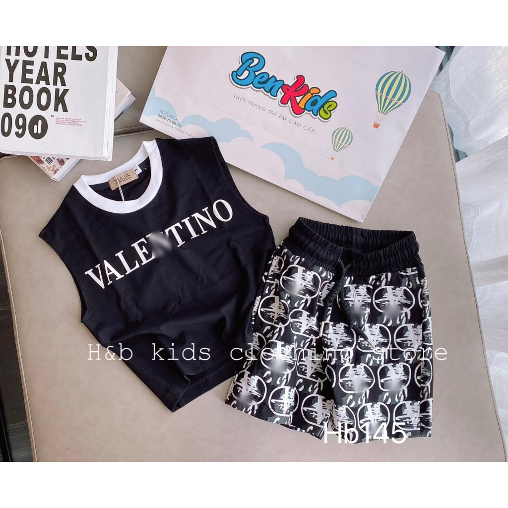 Bộ đồ cho bé trai , sét bộ quần áo cotton tay hến Va.len sành điệu cho bé trai 20-40kg