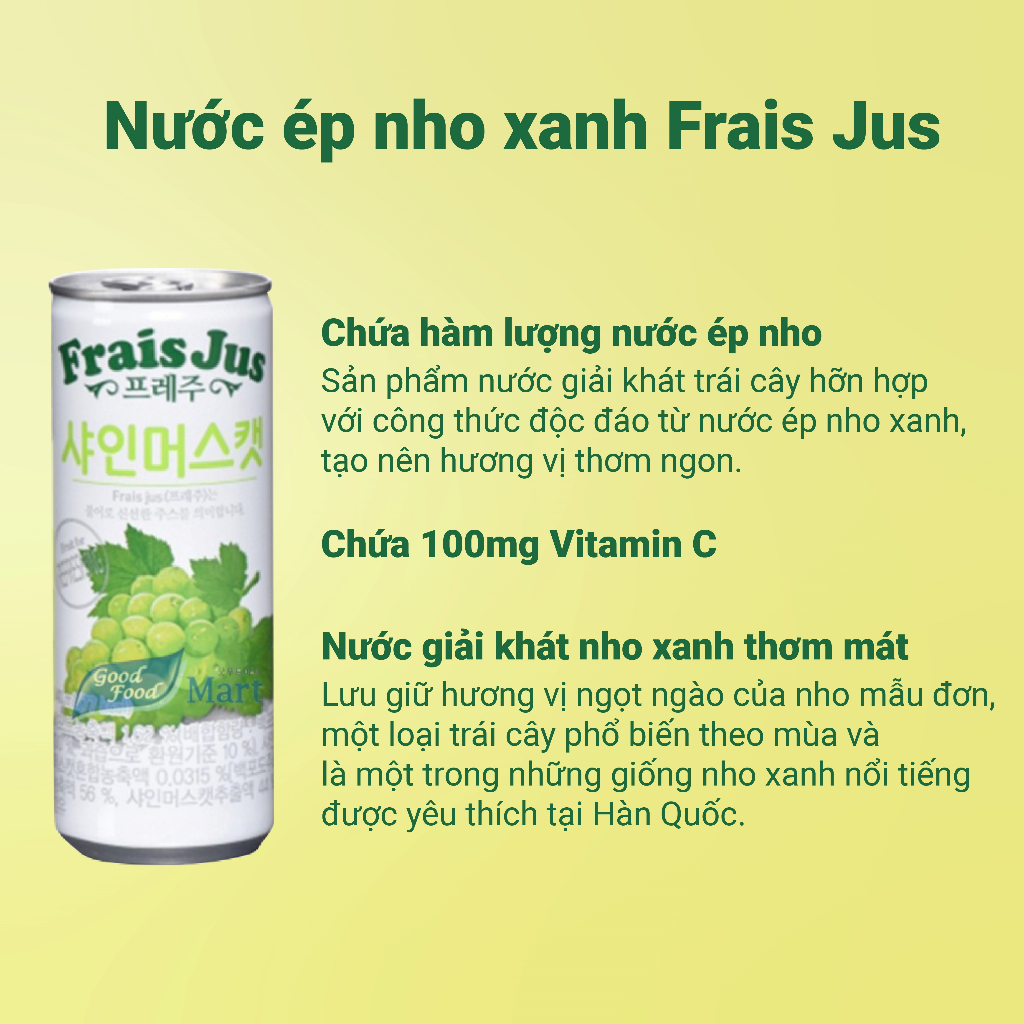 [Set 6 Lon] Nước Ép Frais Jus Frais Jus Hallabong Hàn Quốc 240ml/lon - K2V Shop