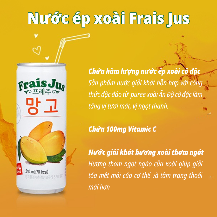 [Set 6 Lon] Nước Ép Frais Jus Frais Jus Hallabong Hàn Quốc 240ml/lon - K2V Shop