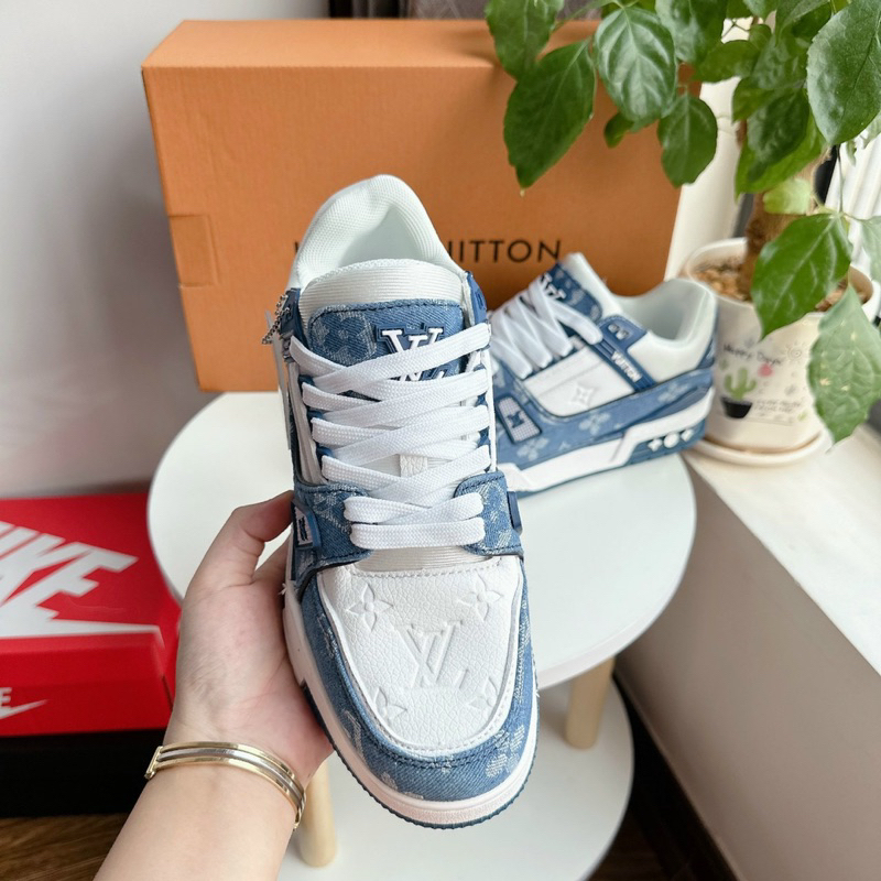 GIÀY LV XANH BÒ NAM NỮ, GIÀY SNEAKER LV XANH BÒ ĐỘN ĐẾ NAM NỮ